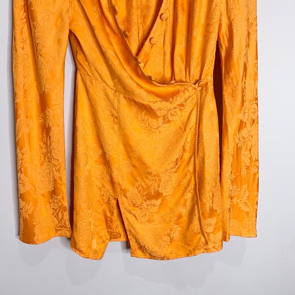 The Attico Caravan Rose Satin Jacquard Mini Dress (Sz IT 38 / US 0) Orange - Picture 7 of 16